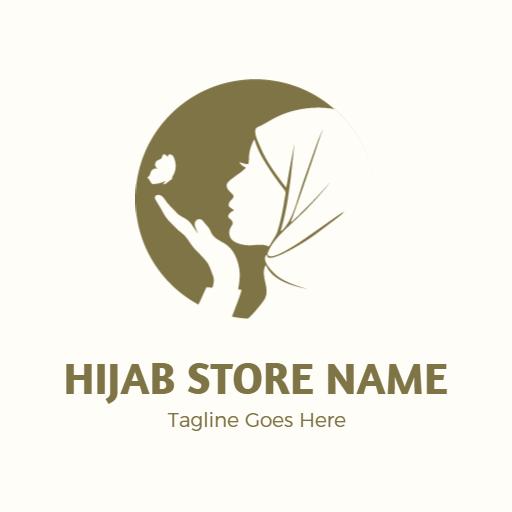 Elegant Profile Silhouette Showcasing Stylish Hijab Fashion Logo Template