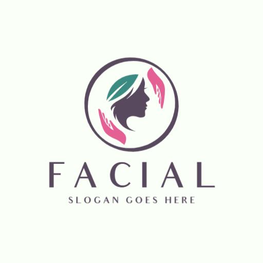 Elegant Profile Silhouette with Nature Elements for Facial Logo Template