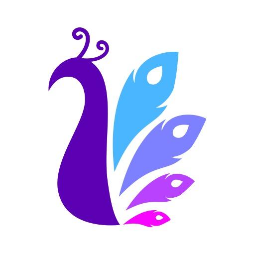Elegant Purple and Blue Peacock Design Representing Beauty Logo Template