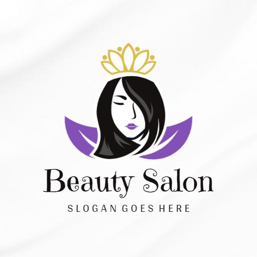 Elegant Purple and Gold Beauty Salon Logo Emphasizing Glamour Logo Template
