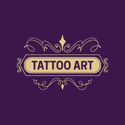 Elegant Purple and Gold Inspired Tattoo Studio Logo Template