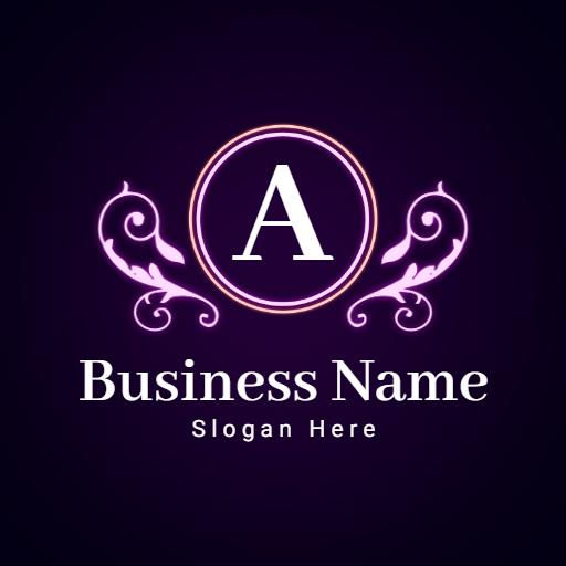 Elegant Purple and Neon Floral Design for Branding Logo Template