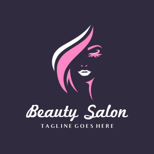 Elegant Purple and Pink Woman's Silhouette Beauty Salon Logo Template
