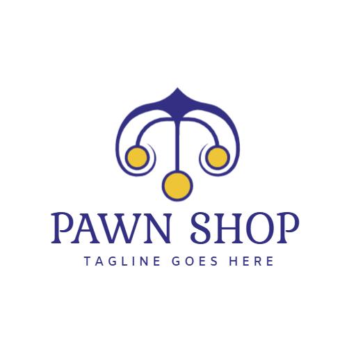 Elegant Purple and Yellow Design Representing Pawn Shop Logo Template