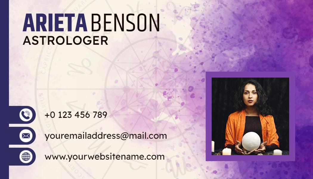 Elegant Purple Astrology Services Visiting Card Template