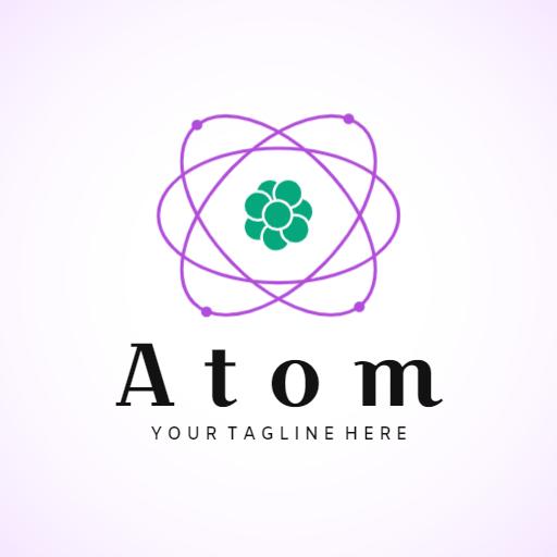 Elegant Purple Atom Design Representing Science Logo Template