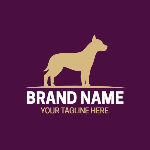 Elegant Purple Background Featuring Strong Pitbull Silhouette Logo Template