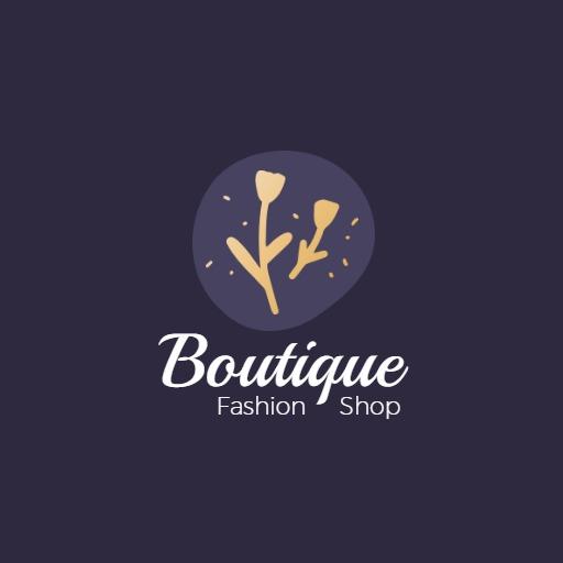 Elegant Purple Background with Floral Design Boutique Logo Template