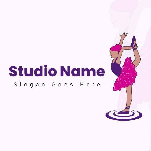 Elegant Purple Ballet Dancer in Motion Celebrating Dance Logo Template