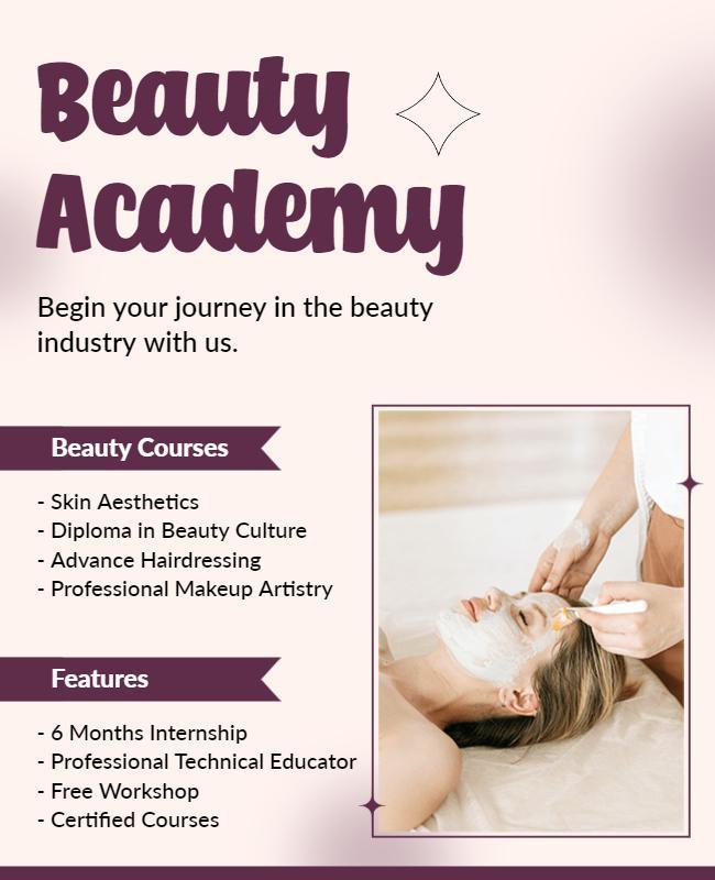 Elegant Purple Beauty Academy Course Promotion Poster Template