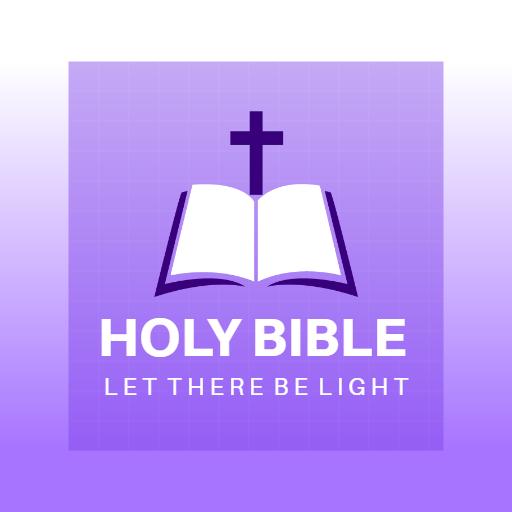 Elegant Purple Bible Symbolizing Faith and Divine Light Logo Template