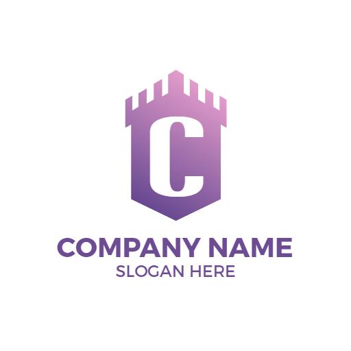 Elegant Purple Castle Design with Modern Initial C Logo Template