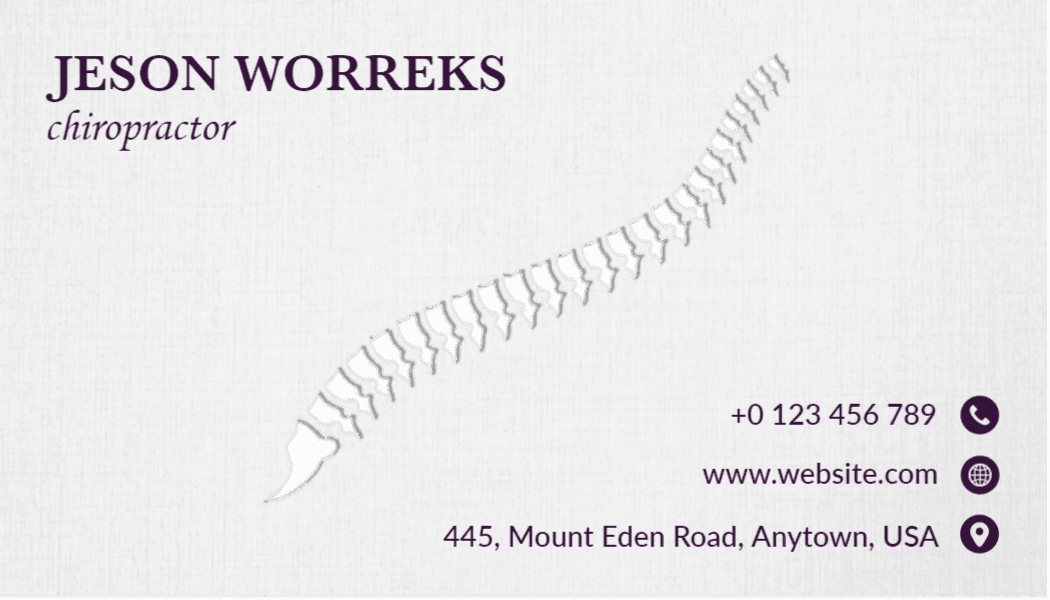 Elegant Purple Chiropractic Spine Laser Cut Business Card Template