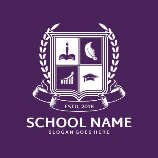 Elegant Purple Crest Design Representing Quality School Logo Template