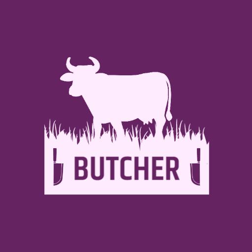 Elegant Purple Design Featuring Cow in Butcher Business Logo Template