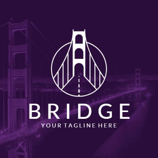 Elegant Purple Design of a Bridge Symbolizing Connection Logo Template
