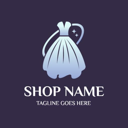 Elegant Purple Dress Design Showcasing Boutique Fashion Logo Template