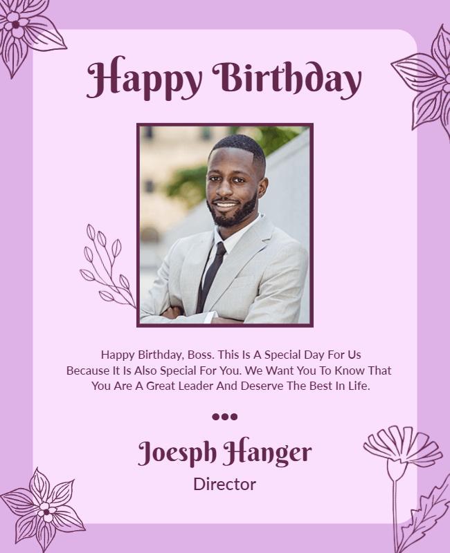 Elegant Purple Floral Birthday Celebration Poster Template