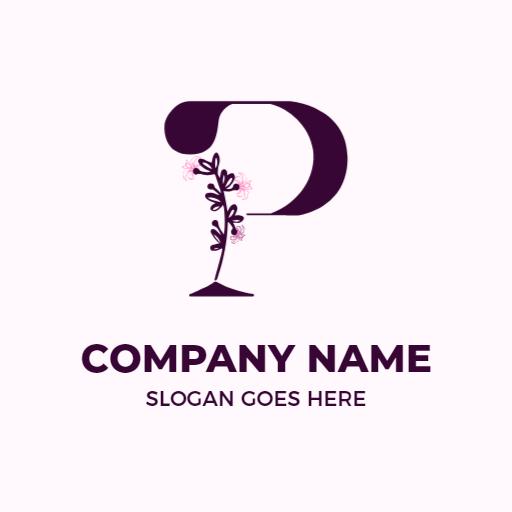Elegant Purple Floral Design Featuring P Letter Logo Template