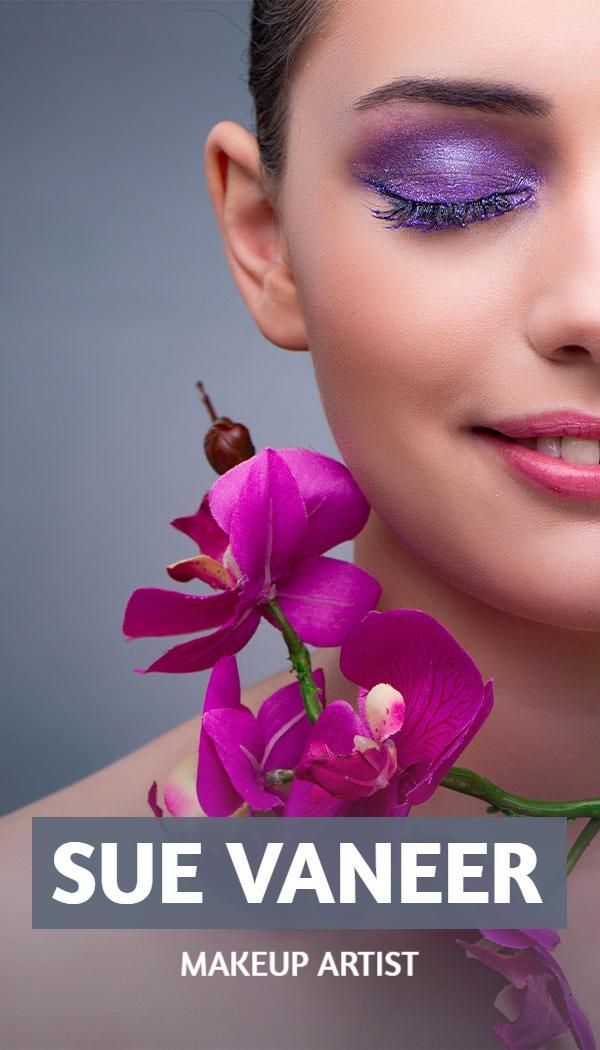 Elegant Purple Floral Makeup Artist Business Card Template