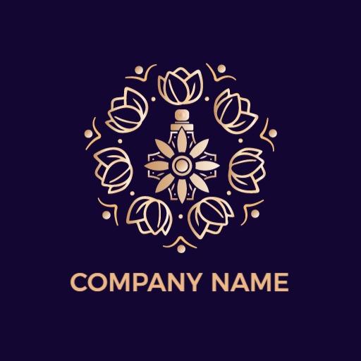 Elegant Purple Floral Motif Representing Luxury Perfume Logo Template
