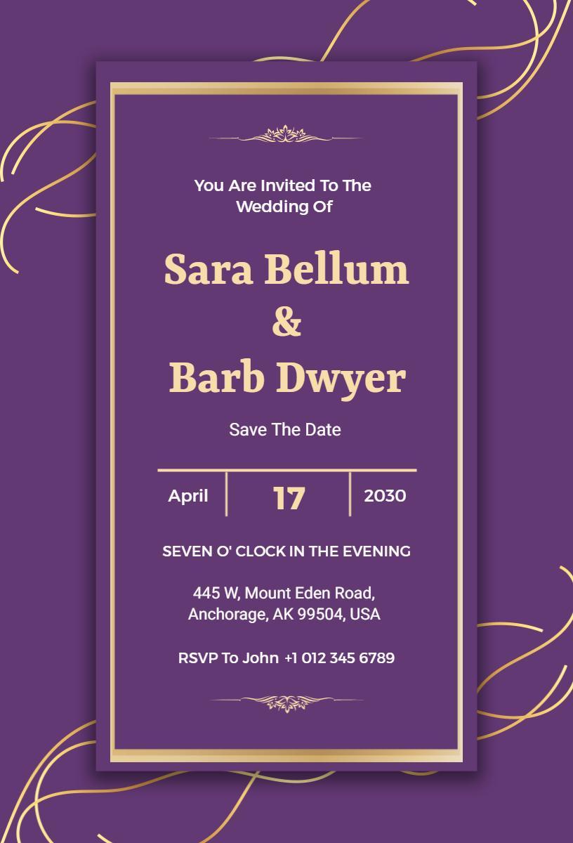 Elegant Purple Floral Wedding Celebration Invitation Template