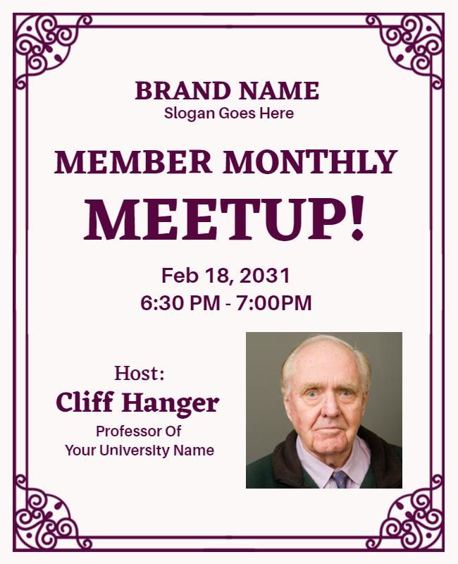 Elegant Purple Formal Member Meetup Invitation Poster Template