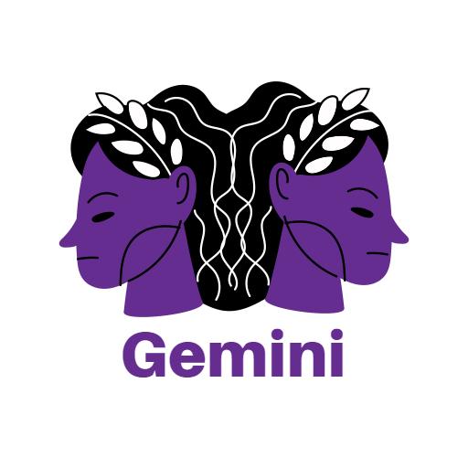 Elegant Purple Gemini Symbol Representing Zodiac Sign Logo Template