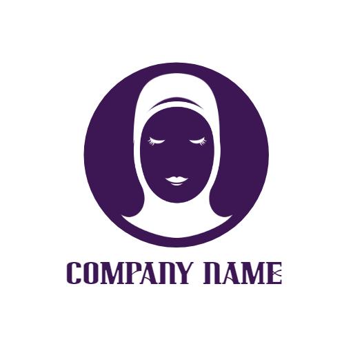 Elegant Purple Hijab Design Highlighting Feminine Beauty Logo Template