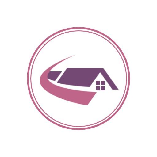 Elegant Purple House Design Showcasing Hospitality Hotel Logo Template