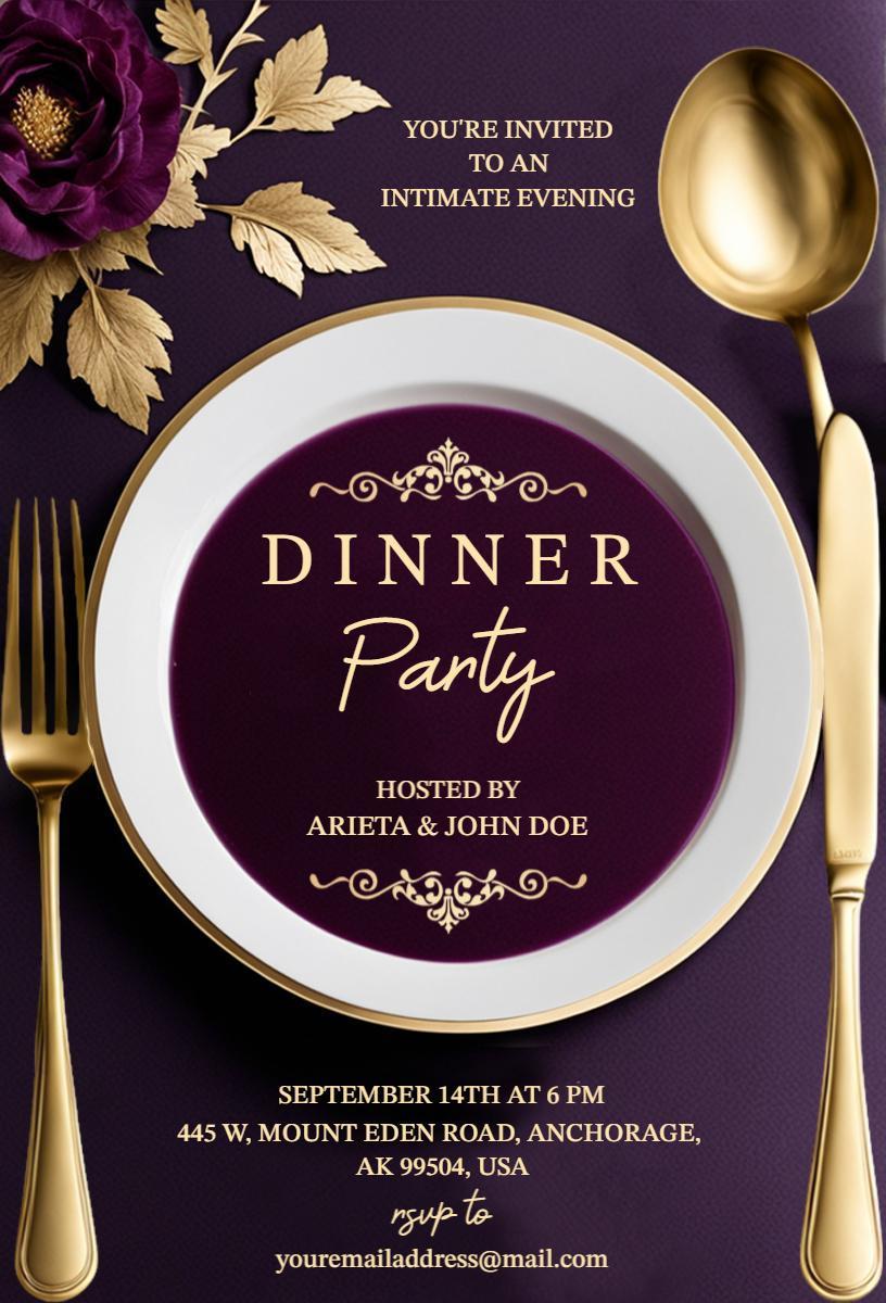 Elegant Purple Intimate Dinner Party Invitation Template
