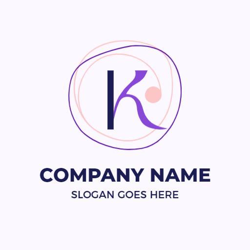 Elegant Purple K Letter Design with Circular Accents Logo Template
