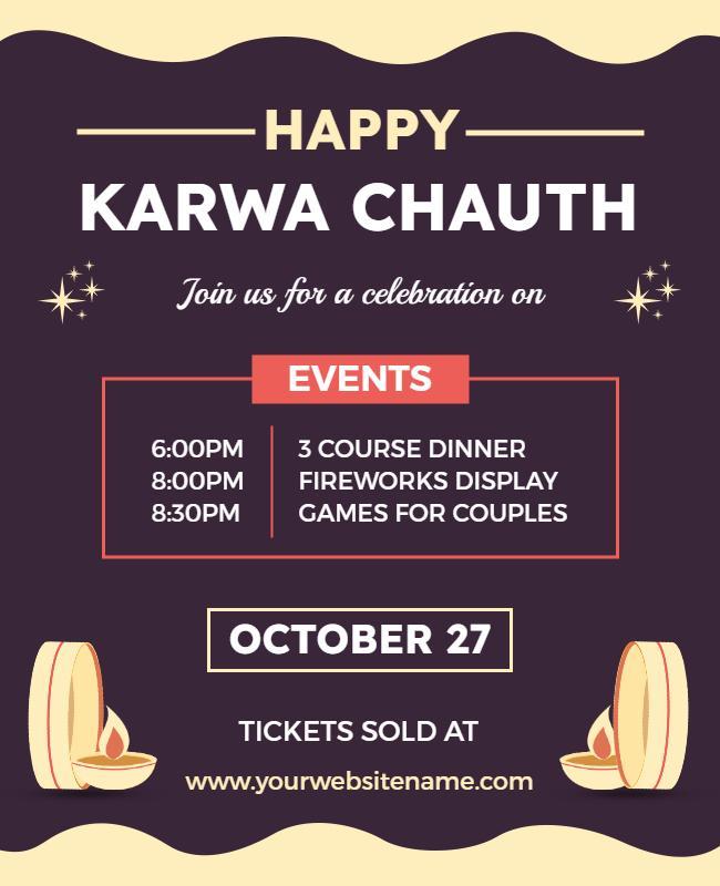 Elegant Purple Karwa Chauth Celebration Event Poster Template