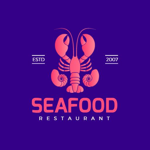 Elegant Purple Lobster Design Showcasing Seafood Restaurant Logo Template