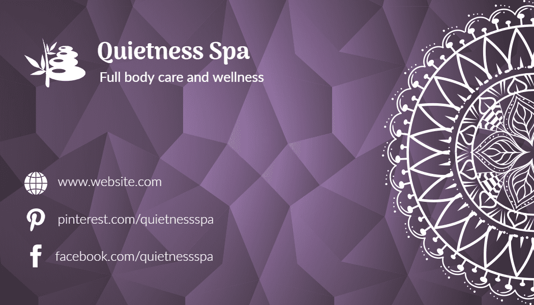 Elegant Purple Mandala Wellness Spa Business Card Template