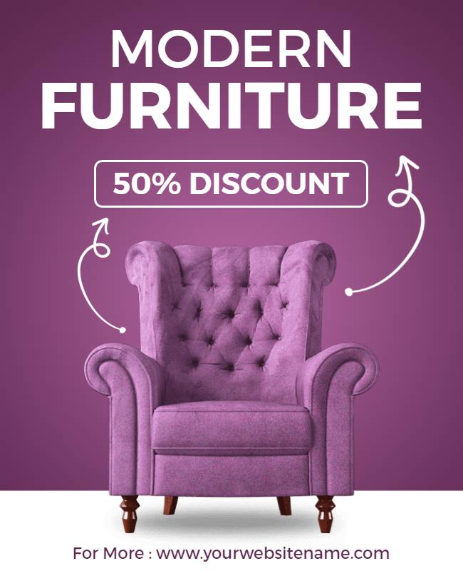 Elegant Purple Modern Furniture Sale Flyer Template