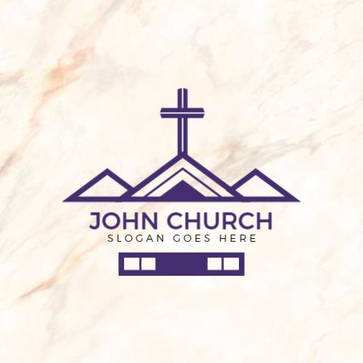 Elegant Purple Mountain Church Design with Cross Symbol Logo Template