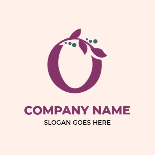Elegant Purple 'O' Letter Design with Leafy Accents Logo Template