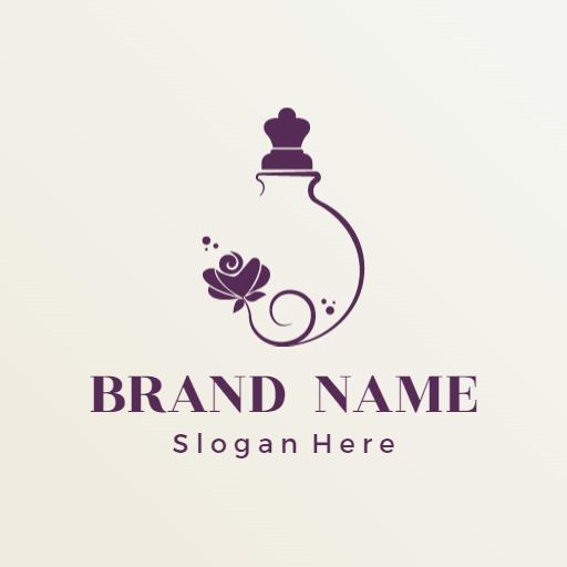 Elegant Purple Perfume Bottle with Floral Accents Logo Template