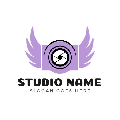 Elegant Purple Photography Logo with Creative Camera Design Logo Template