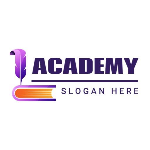 Elegant Purple Quill and Book Design Representing Academy Logo Template