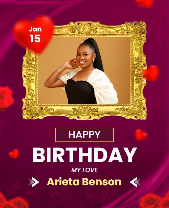 Elegant Purple Romantic Birthday Celebration Poster Template
