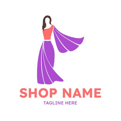 Elegant Purple Saree Design Showcasing Traditional Fashion Logo Template