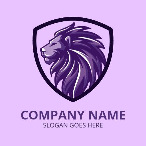 Elegant Purple Shield Featuring Majestic Lion Logo Template
