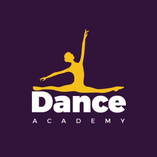 Elegant Purple Silhouette Celebrating Dance Academy Logo Template