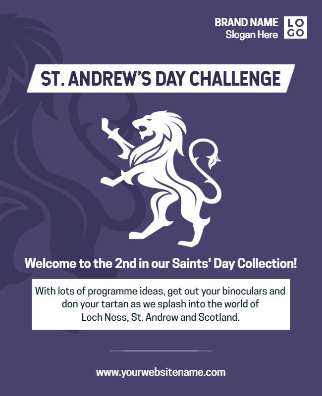 Elegant Purple St. Andrew's Day Challenge Poster Template