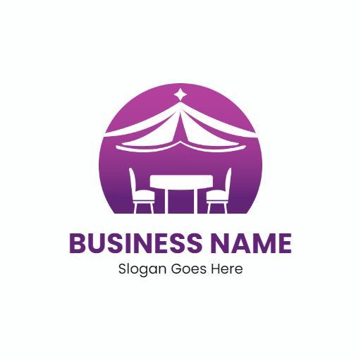 Elegant Purple Tent and Table Setup for Party Rental Logo Template