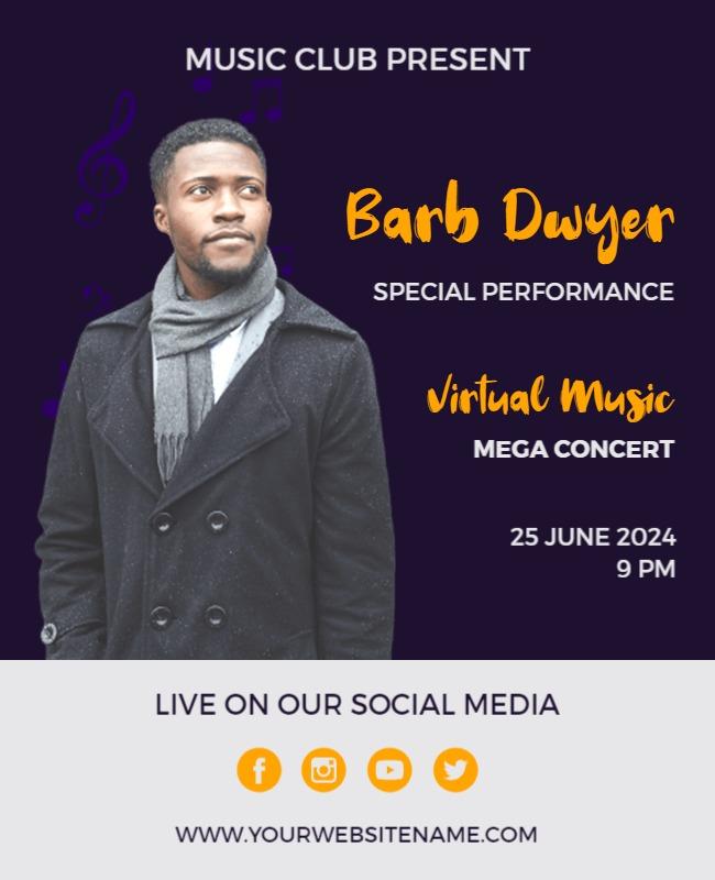 Elegant Purple Virtual Music Mega Concert Poster Template