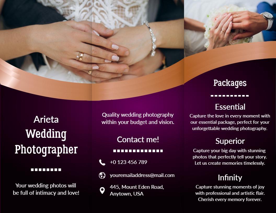 Elegant Purple Wedding Photography Packages Brochure Template