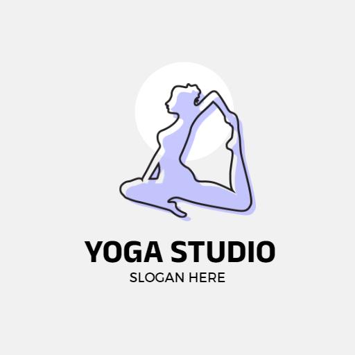 Elegant Purple Yoga Pose Illustrating Mindfulness Practices Logo Template